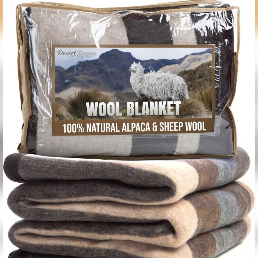 Natural Alpaca & Sheep Wool Blanket – Twin Size – Heavyweight Warmth, Thick